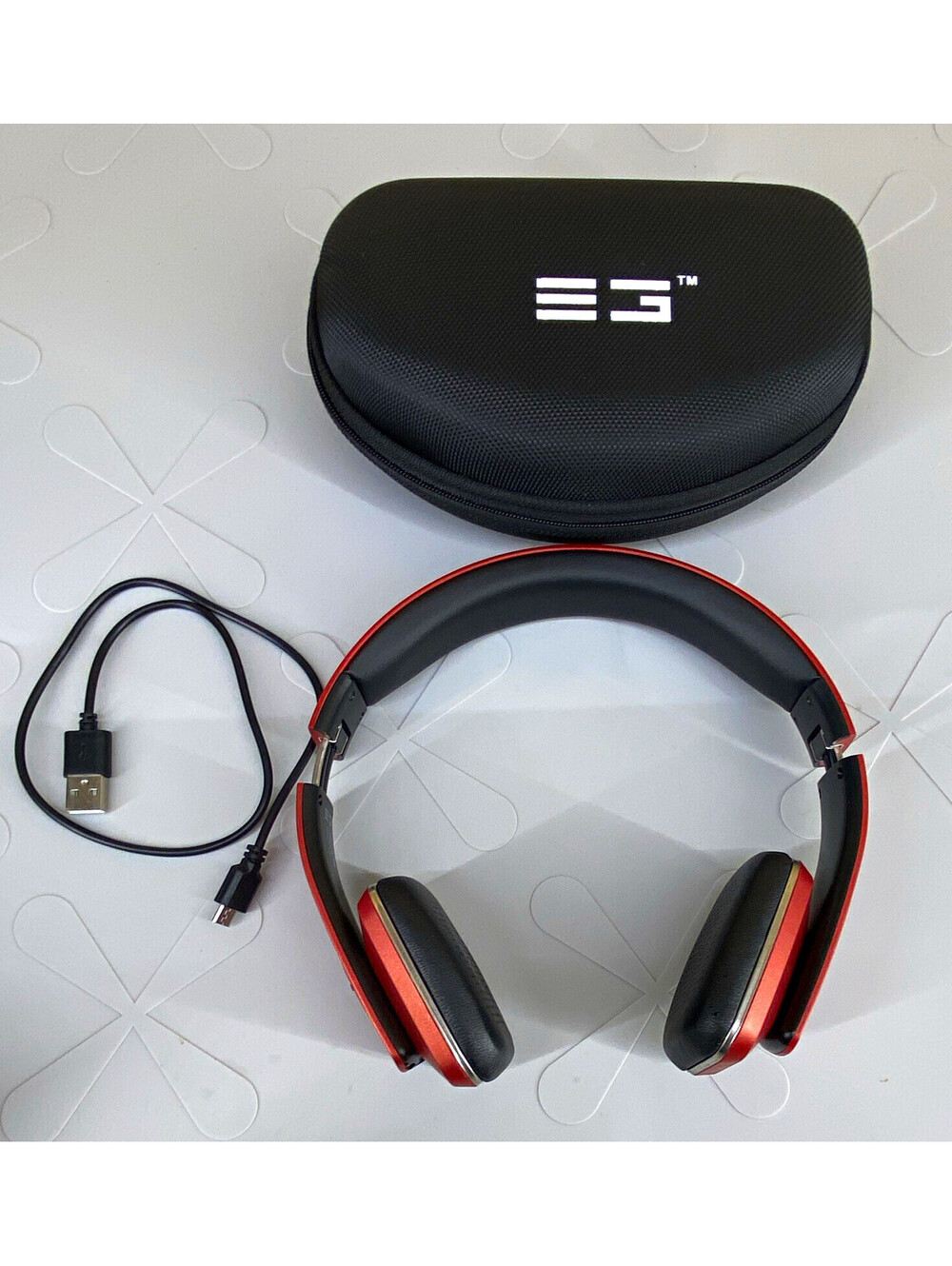 EG65 Bluetooth Wireless Premium Stereo Headset Red/Black w/ Case Cable